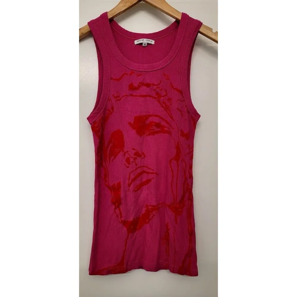 Patrick Church Pink 3D Velvet Face Ribbed Tank Top Gay Pride Circuit Queer Art M